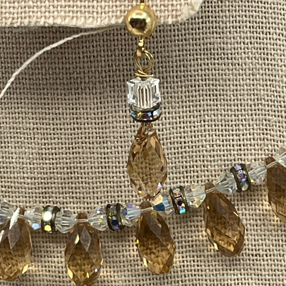 Vintage 14K Gold '585 Italy' Necklace Earring Set with Faceted Quartz - Picture 10 of 16